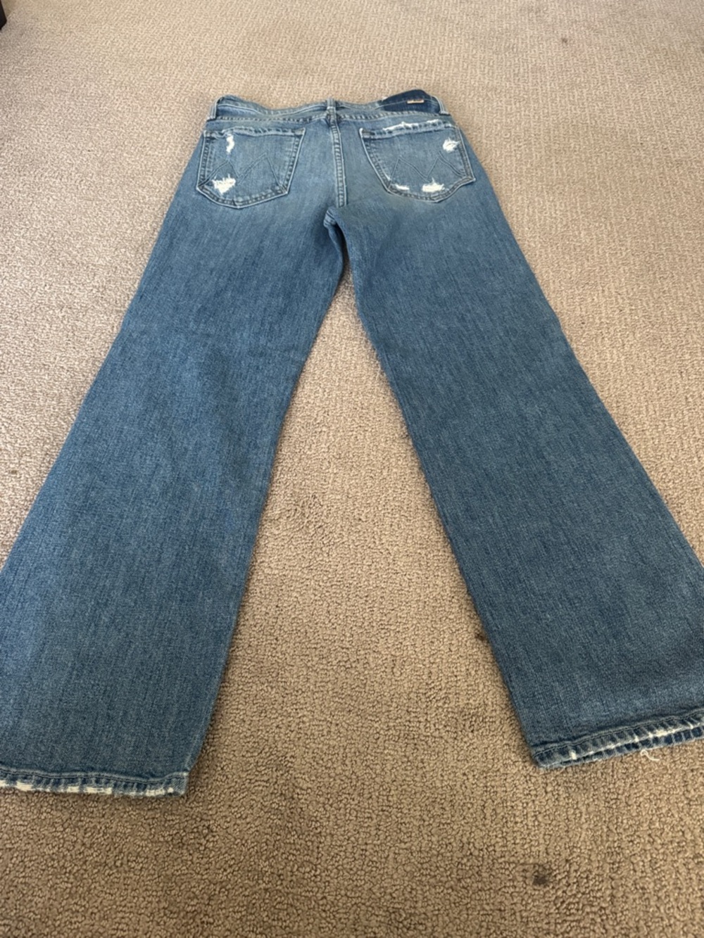 MOTHER Distressed Wide-Leg Jeans - Blue - Picture 2 of 6